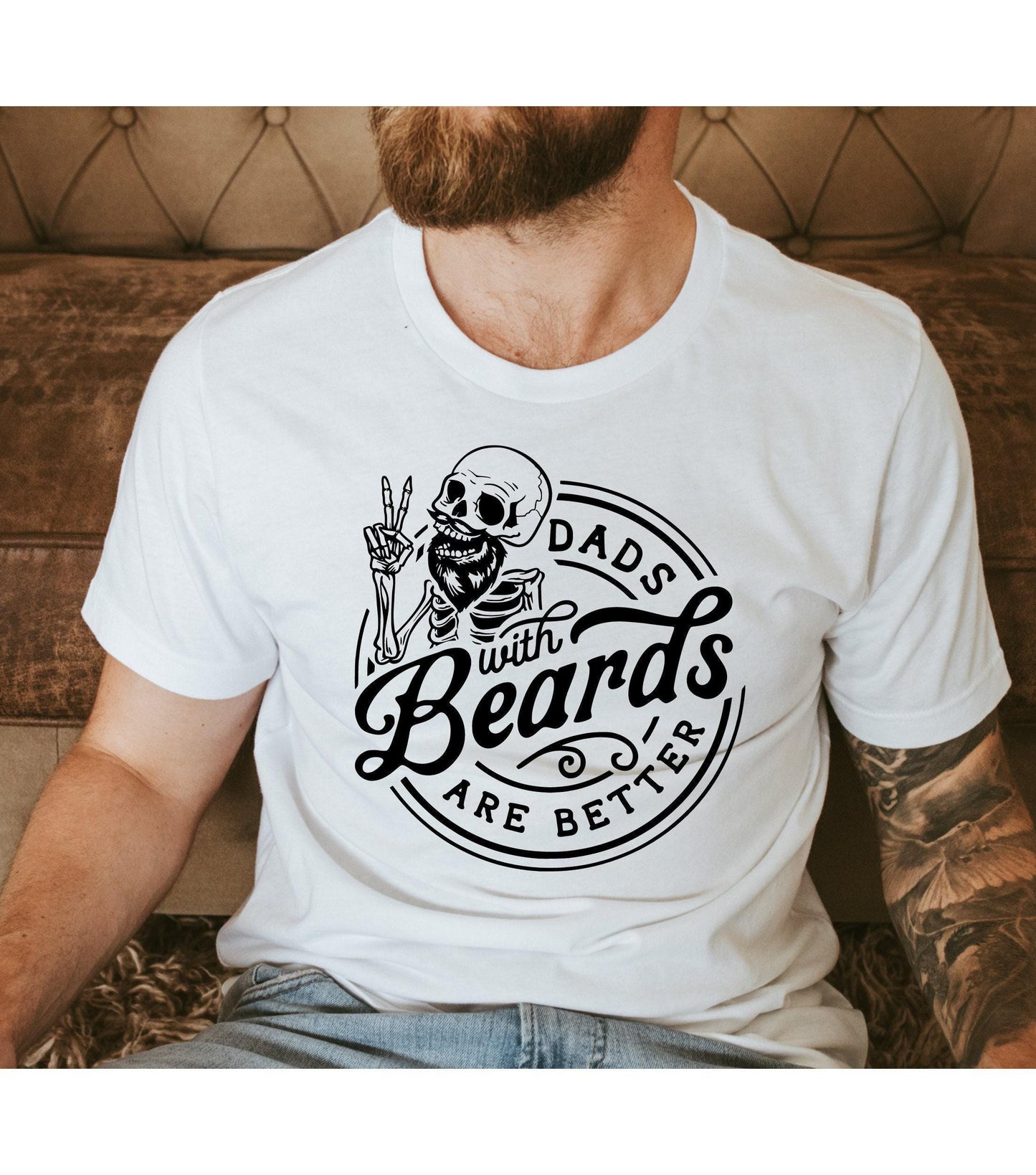 Dad's With Beards Are Better Skeleton Men's Graphic T-Shirt