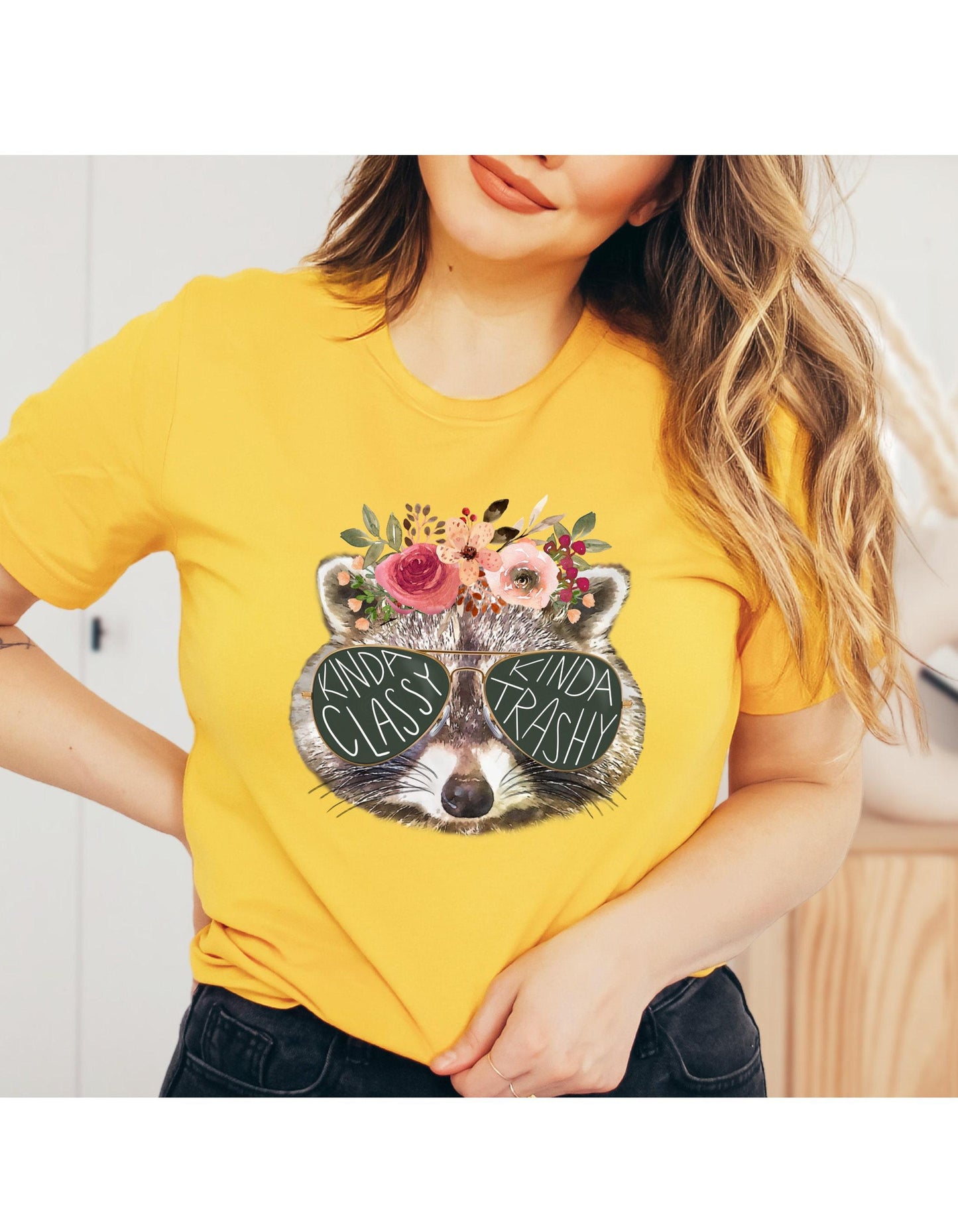 Kinda Classy Kinda Trashy Raccoon Watercolor Women's Graphic T-Shirt