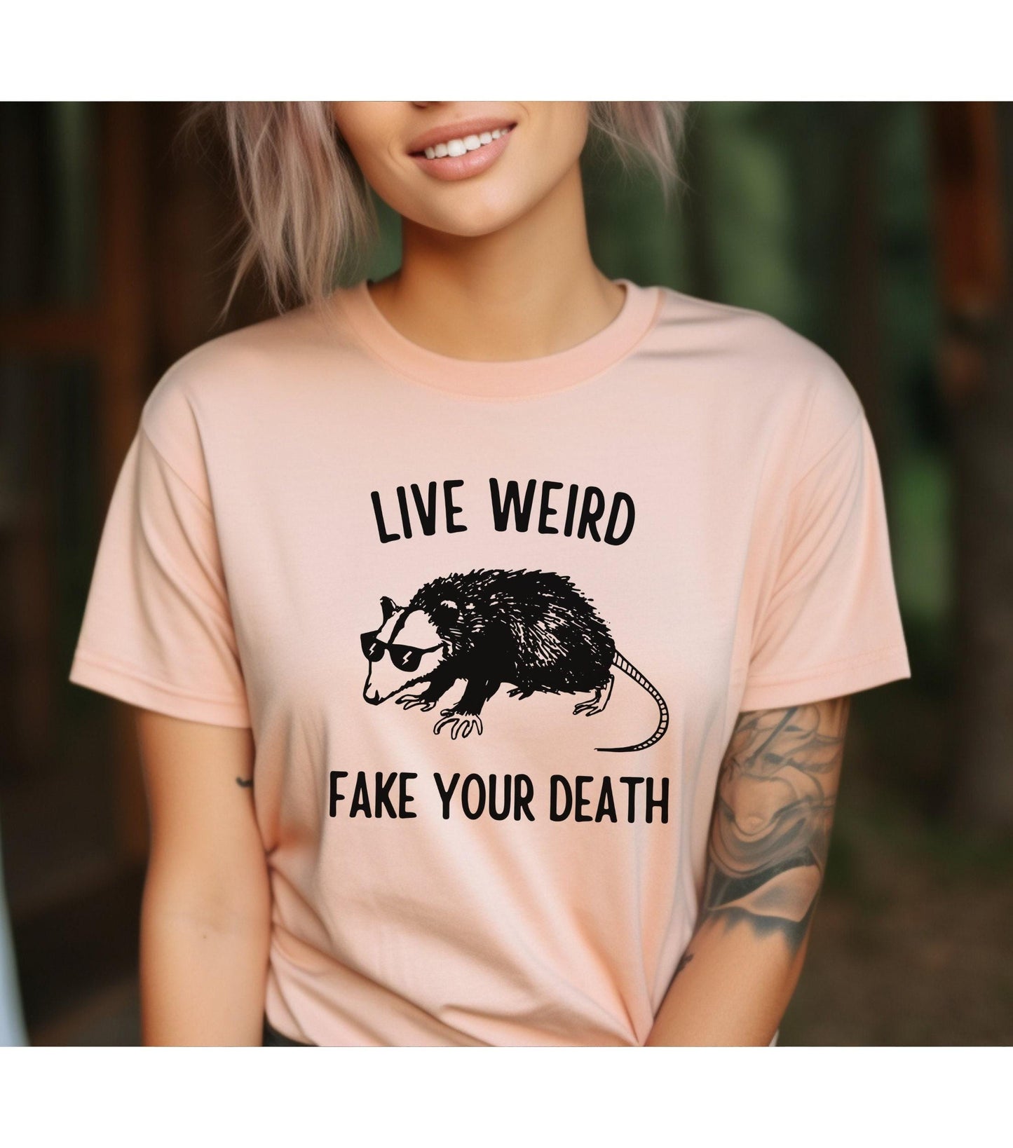 Live Weird Fake Your Death Possum Graphic T-Shirt