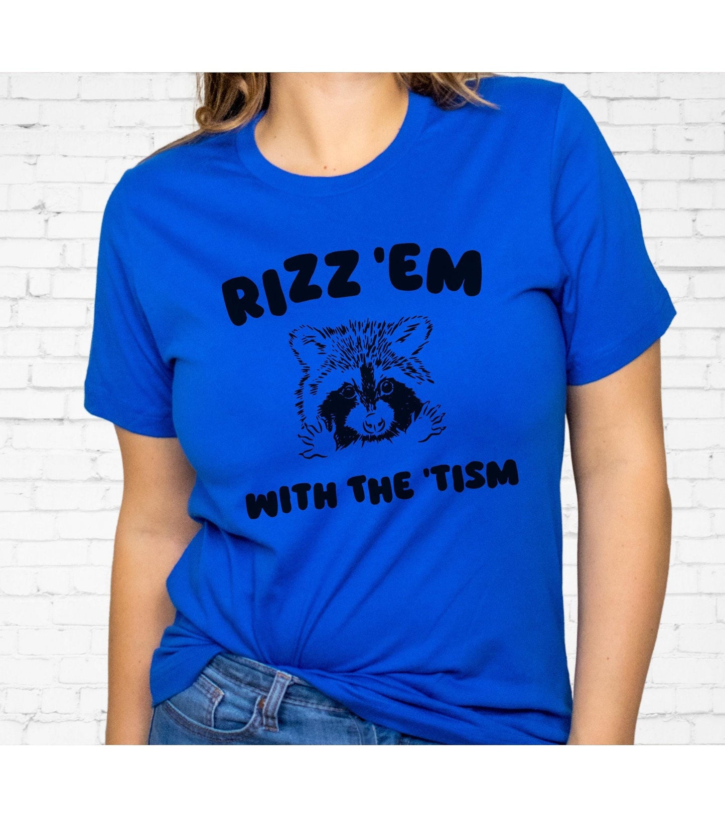 Rizz Em With The Tism Raccoon Graphic T-Shirt