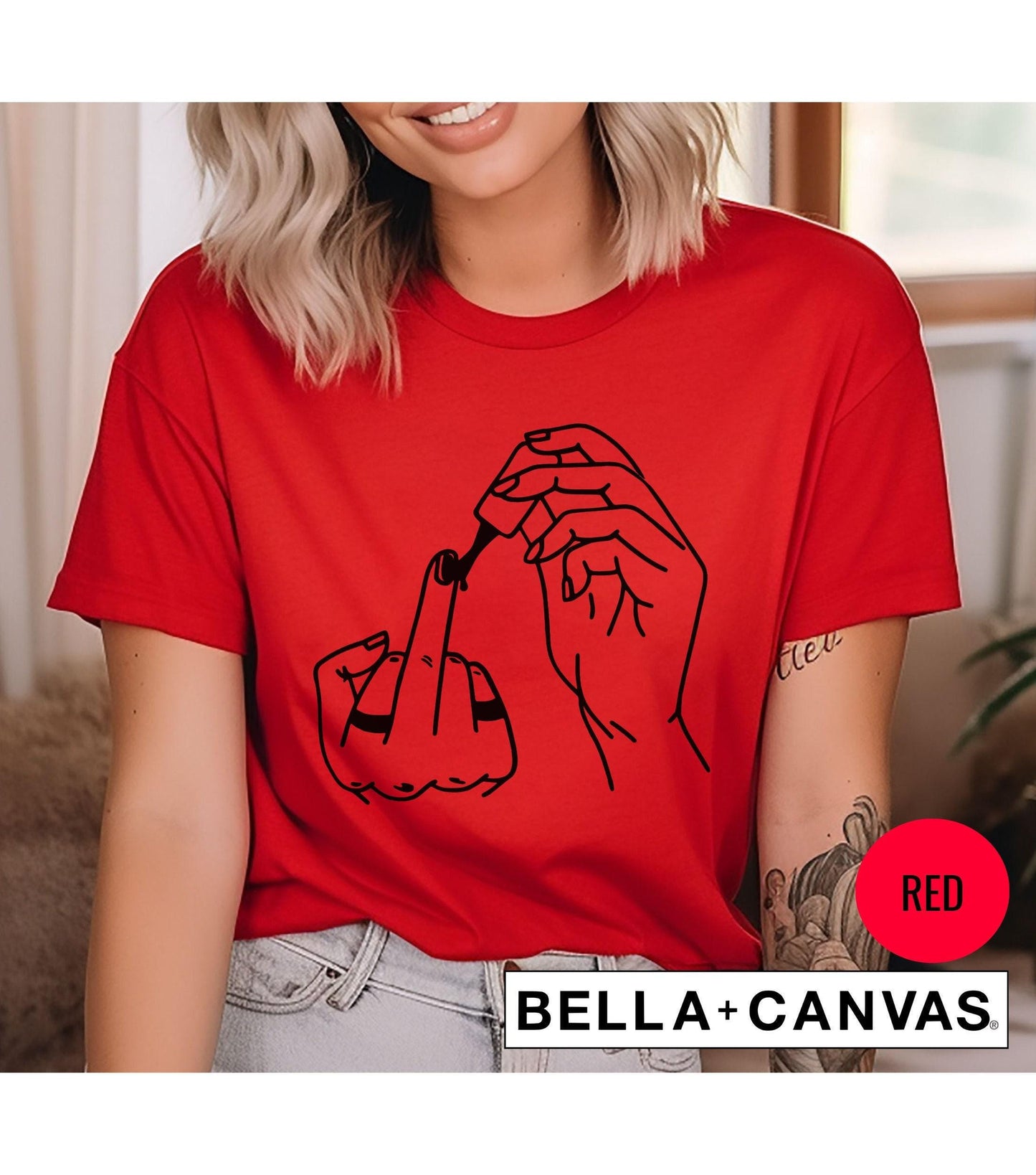 Middle Finger Painting Nails Women's Graphic T-Shirt
