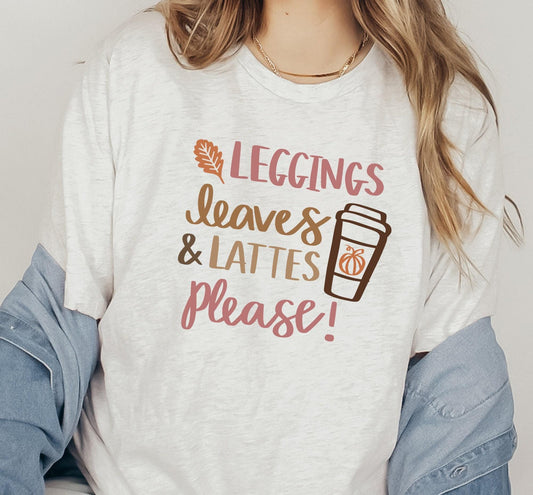 Leggings Leaves And Lattes Please Women's Graphic T-Shirt