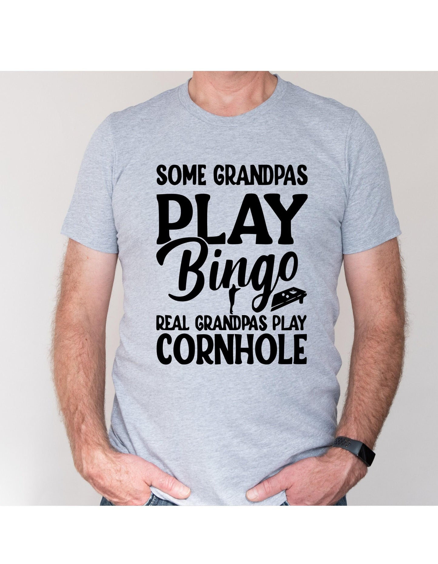 Some Grandpas Play Bingo Real Grandpas Play Cornhole Graphic T-Shirt