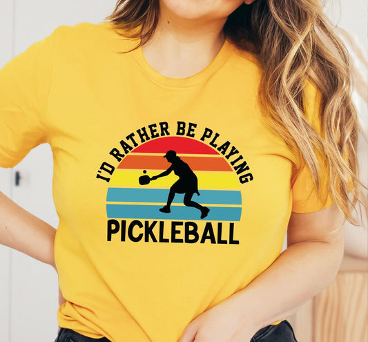 I'd Rather Be Playing Pickleball Retro Graphic T-Shirt