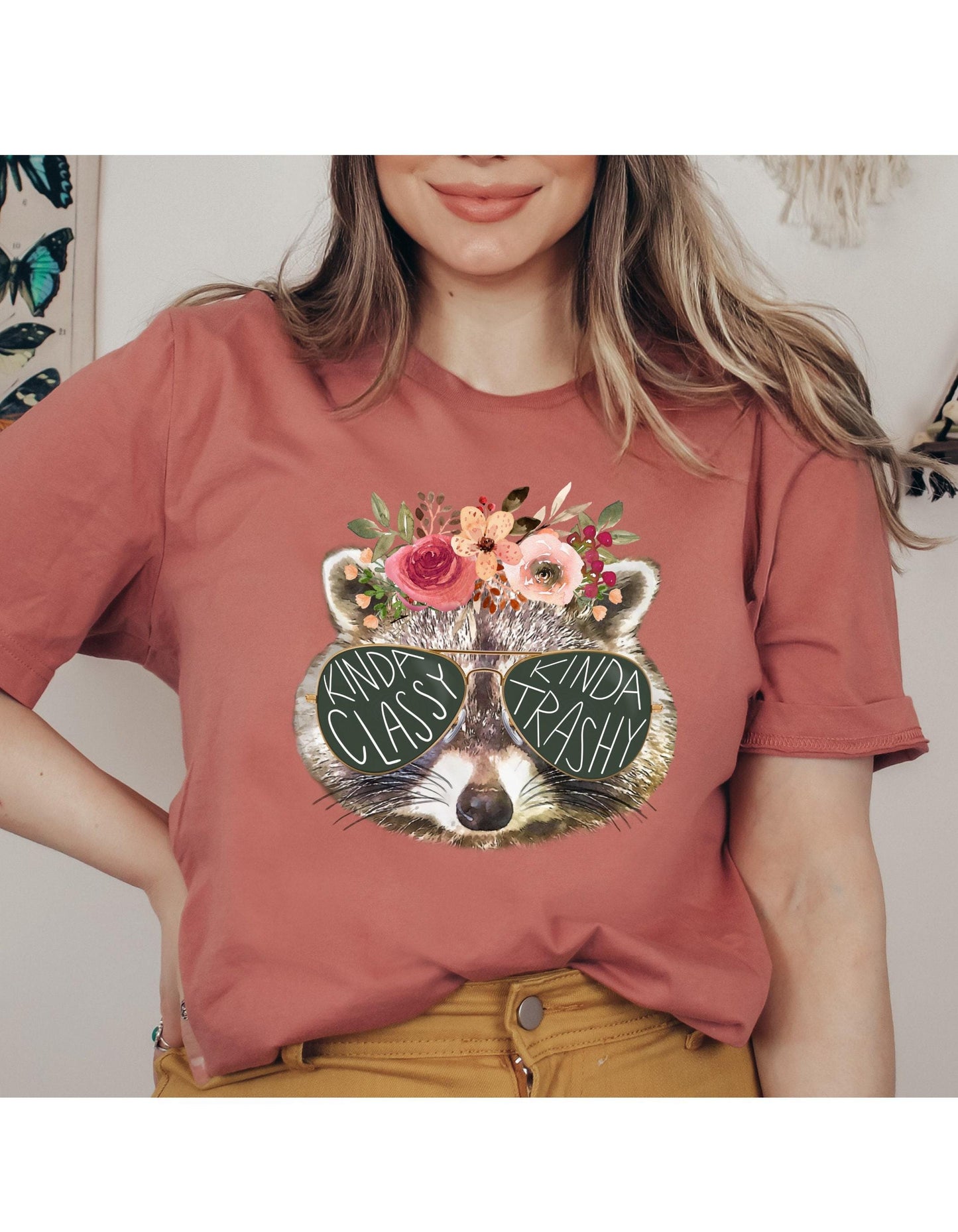 Kinda Classy Kinda Trashy Raccoon Watercolor Women's Graphic T-Shirt
