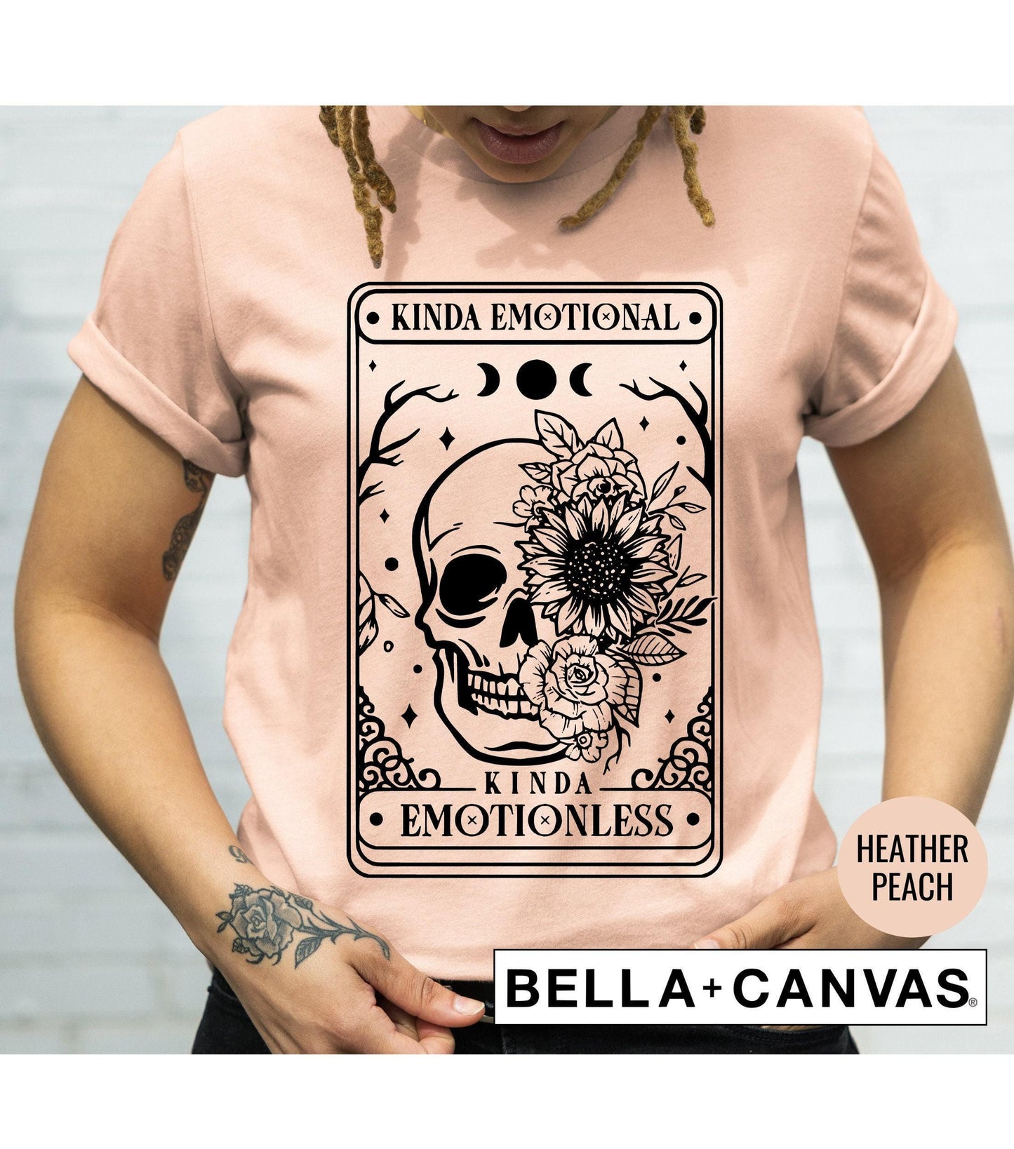 Tarot Card Kinda Emotional Kinda Emotionless Skeleton Flowers Graphic T-Shirt