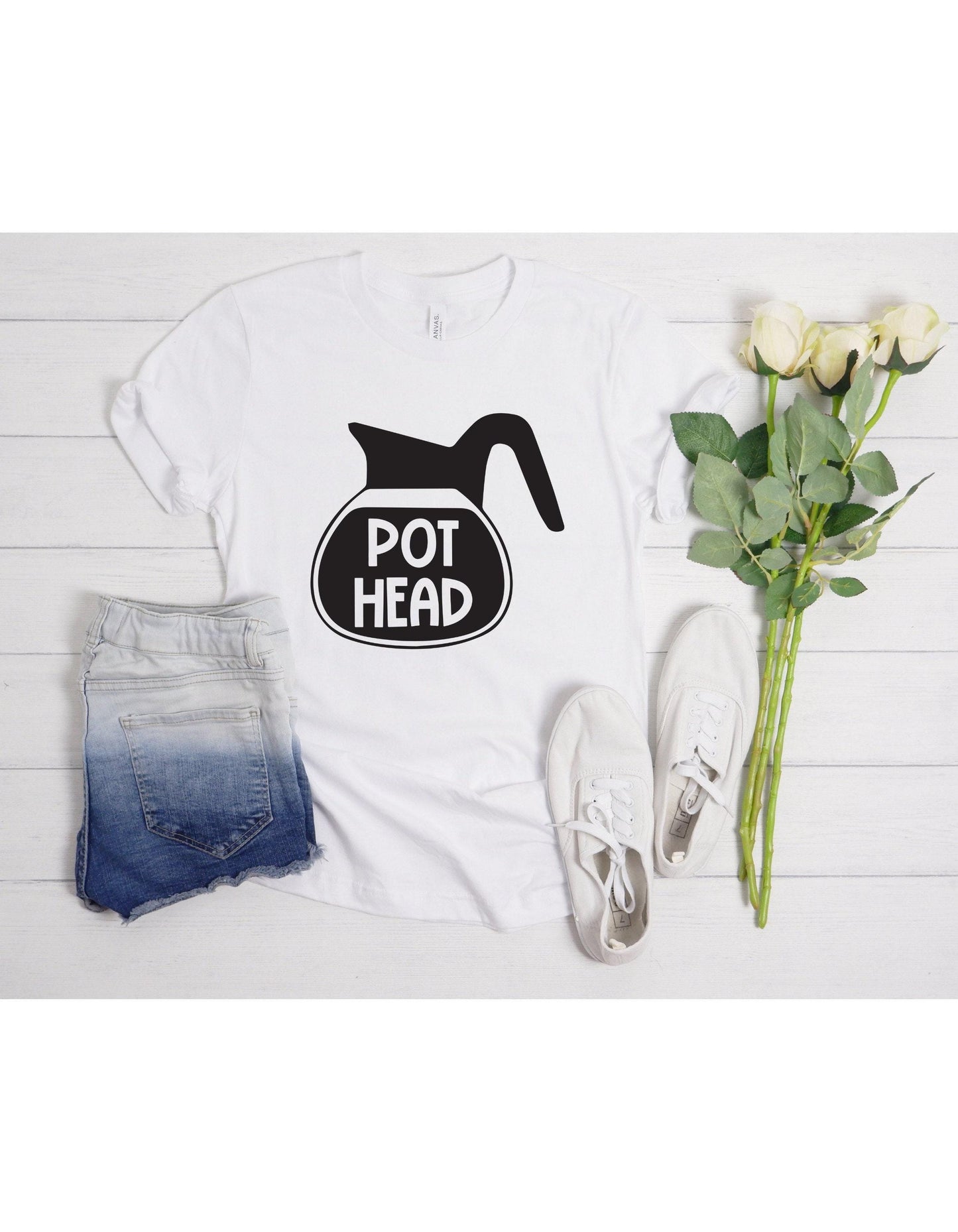 Pot Head Funny Coffee Lover Graphic T-Shirt