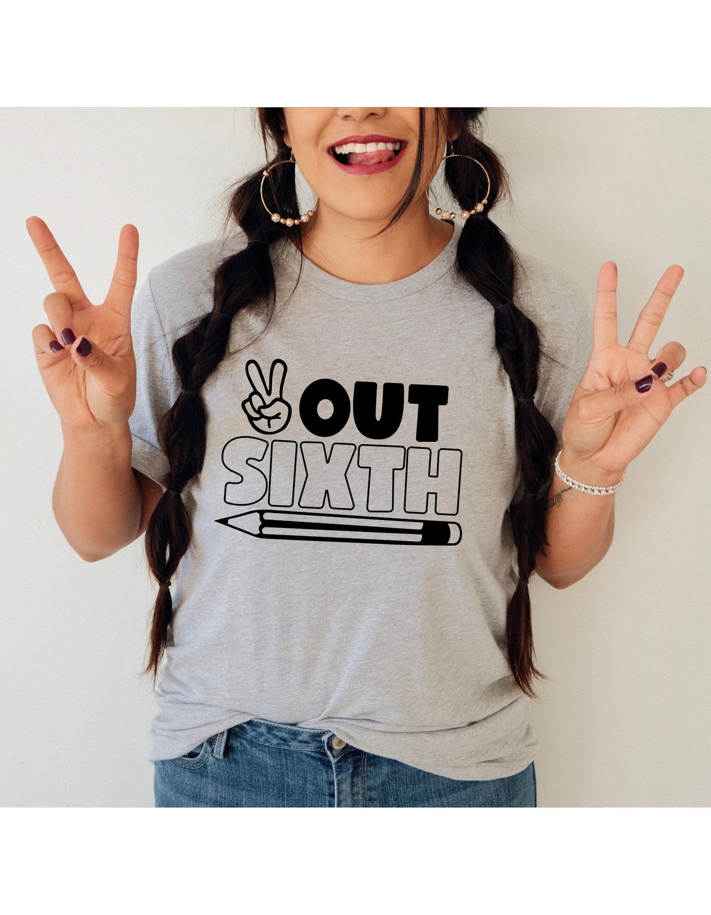 Peace Out Sixth Grade Graphic T-Shirt