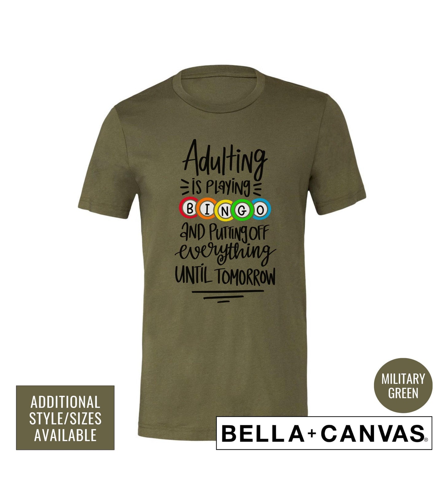 Funny Adulting Is Playing Bingo And Putting Off Everything Until Tomorrow Women's Graphic T-Shirt