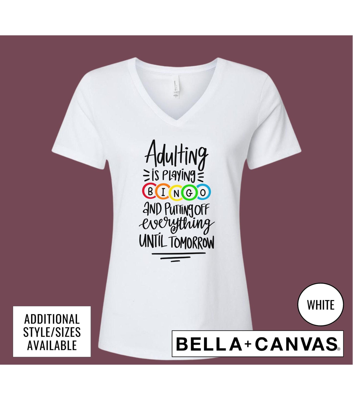 Funny Adulting Is Playing Bingo And Putting Off Everything Until Tomorrow Women's Graphic T-Shirt