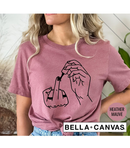 Middle Finger Painting Nails Women's Graphic T-Shirt