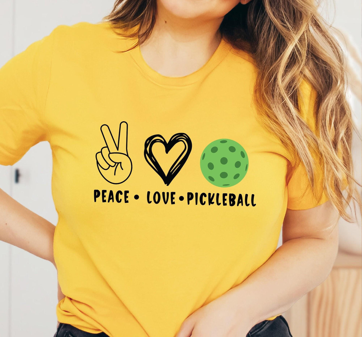 Peace Love And Pickle Ball Peace Sign Graphic T-Shirt