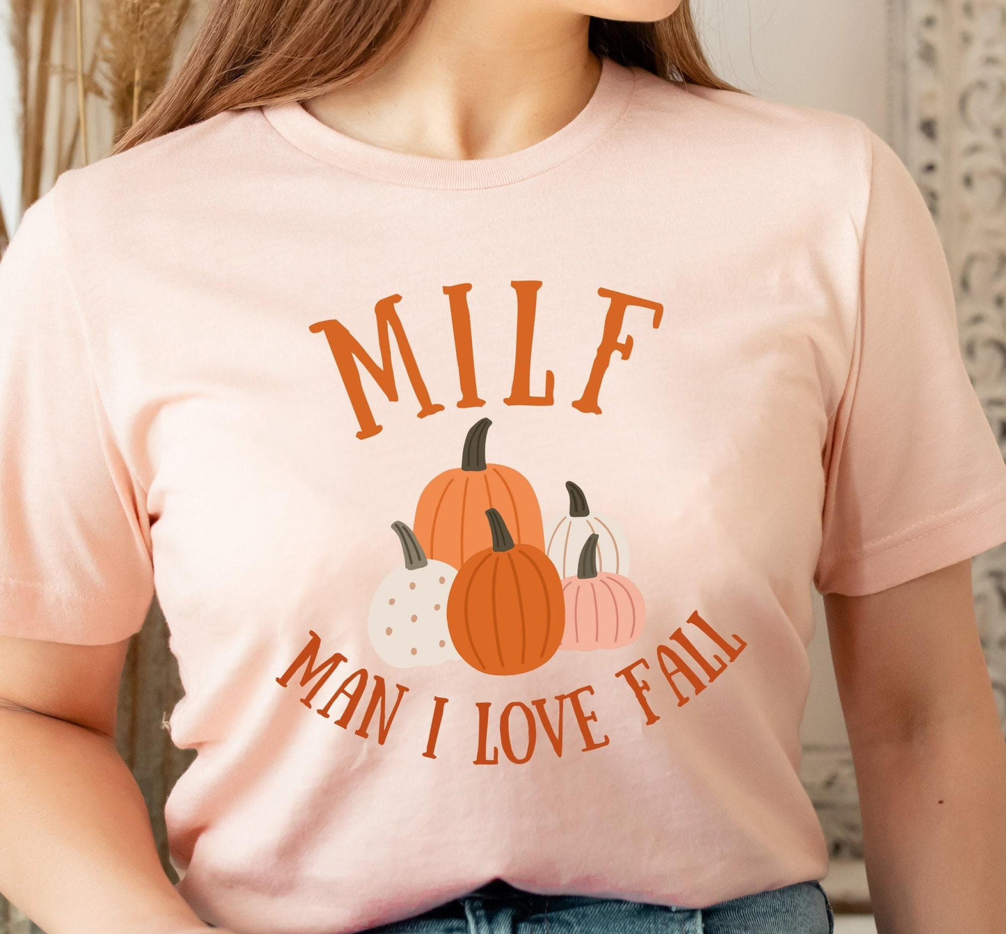 MILF Man I Love Fall Pumpkins Graphic T-Shirt