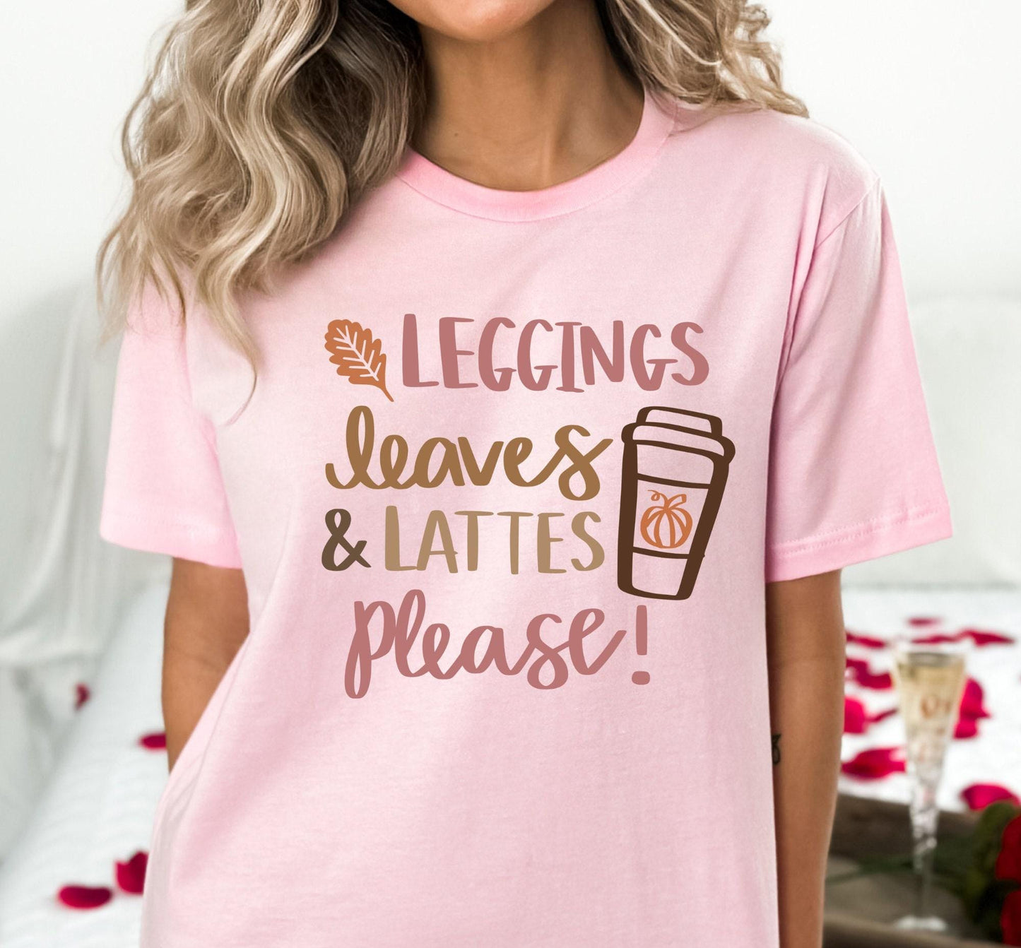 Leggings Leaves And Lattes Please Women's Graphic T-Shirt