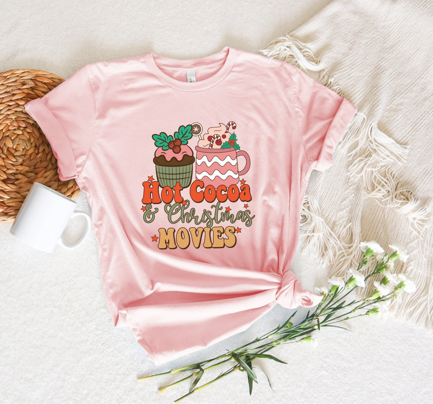 Hot Cocoa And Christmas Movies Graphic T-Shirt