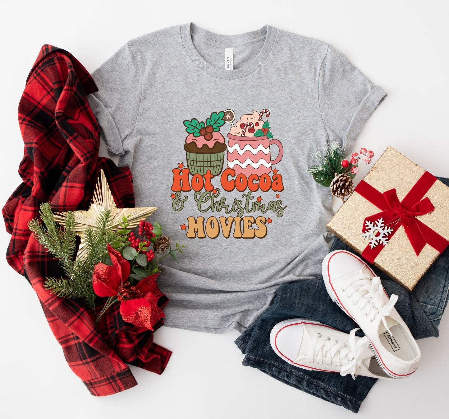 Hot Cocoa And Christmas Movies Graphic T-Shirt