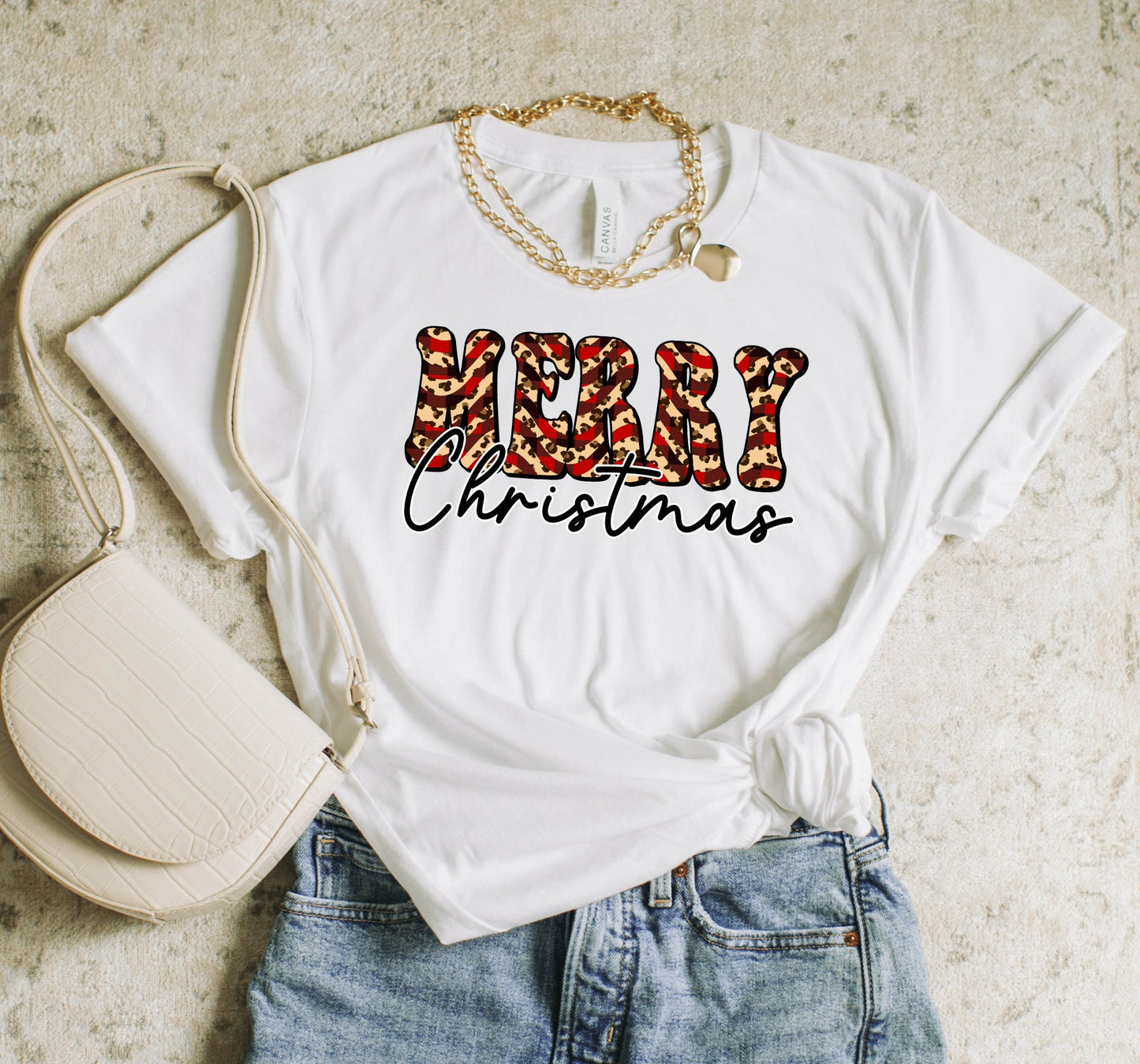 Merry Christmas Groovy Print Letters Graphic T-Shirt