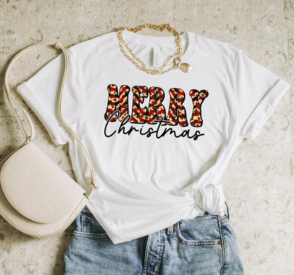 Merry Christmas Groovy Print Letters Graphic T-Shirt