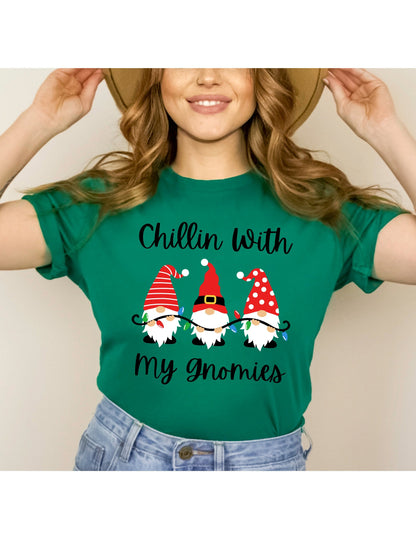 Chillin With My Gnomies Christmas Graphic T-Shirt