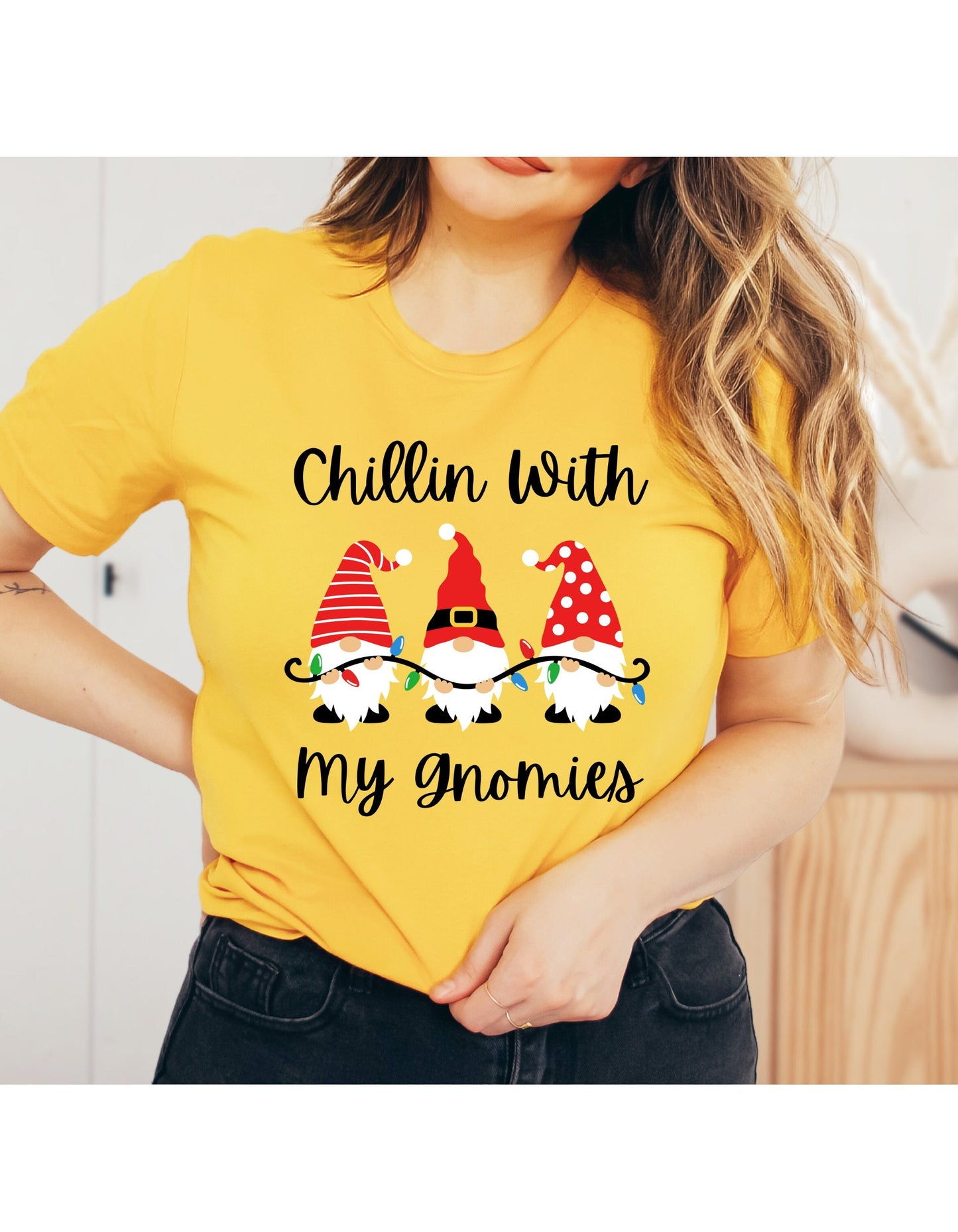 Chillin With My Gnomies Christmas Graphic T-Shirt