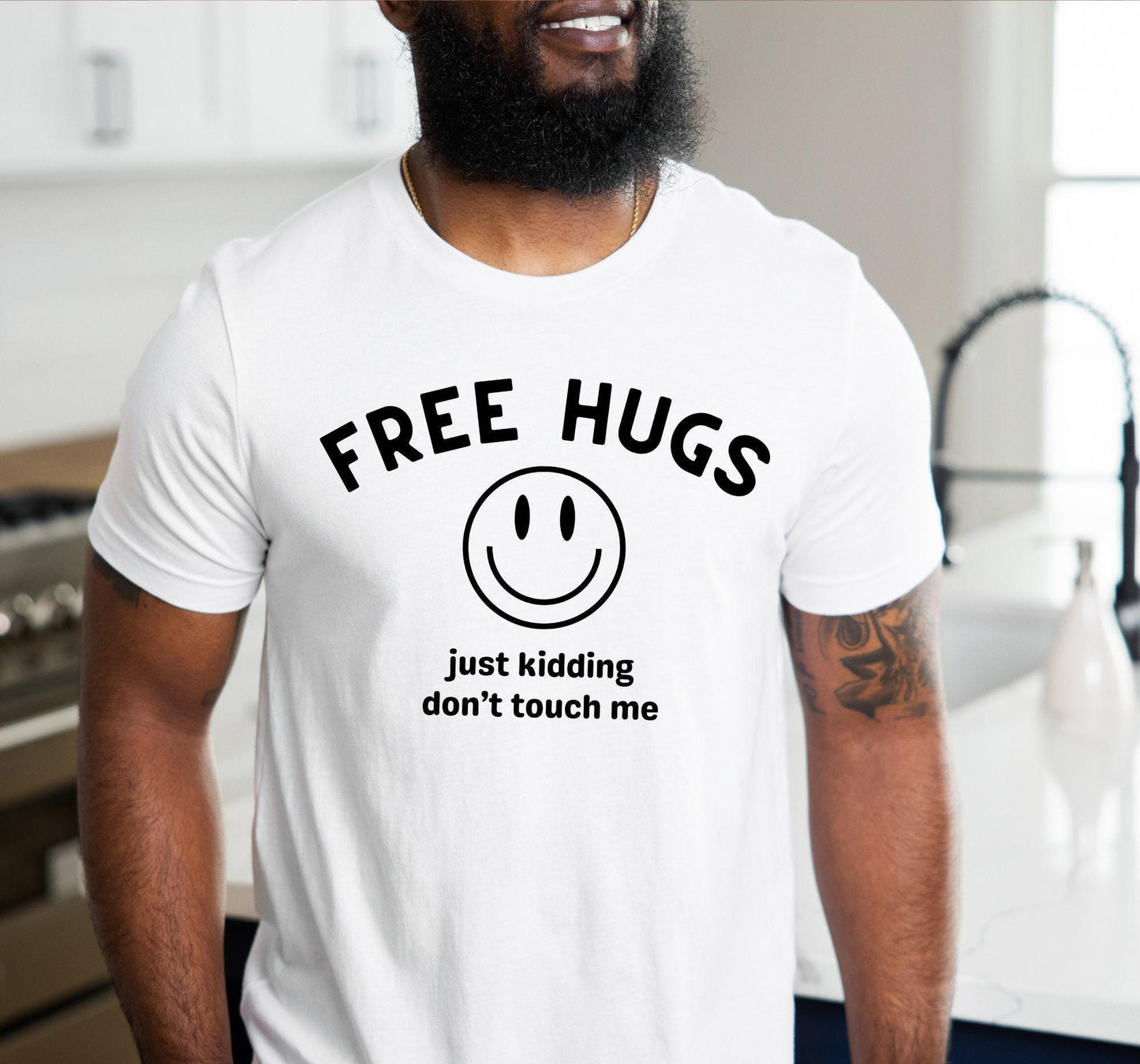 Free Hugs Just Kidding Don't Touch Me Graphic T-Shirt