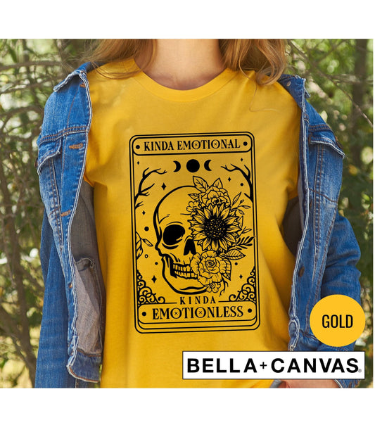 Tarot Card Kinda Emotional Kinda Emotionless Skeleton Flowers Graphic T-Shirt