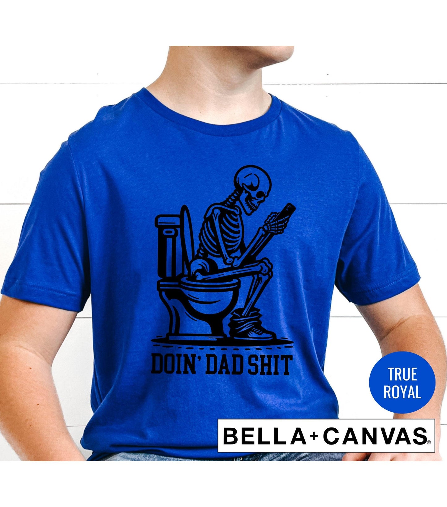 Doin' Dad Shit Skeleton On Toilet Men's Graphic T-Shirt