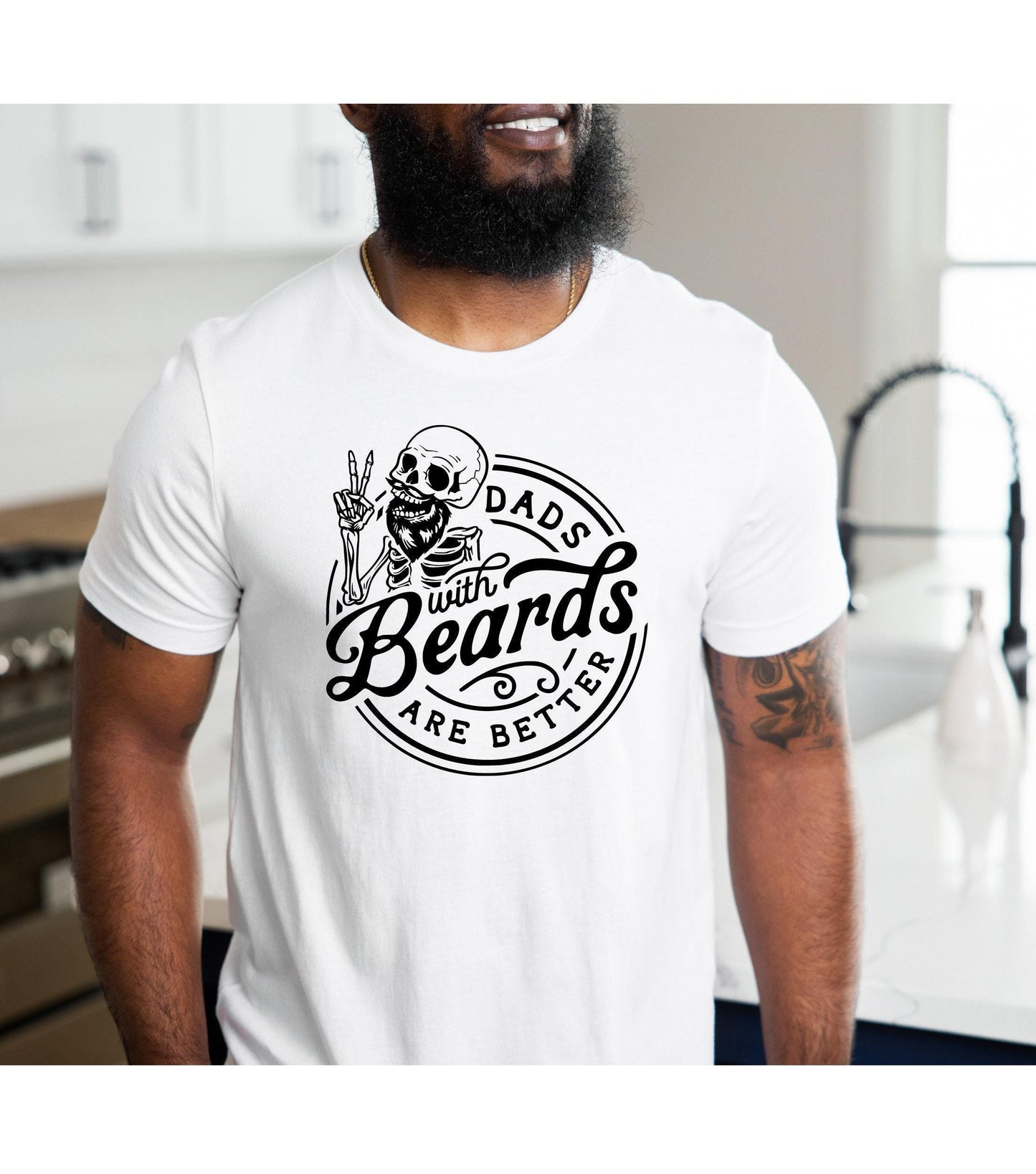 Dad's With Beards Are Better Skeleton Men's Graphic T-Shirt