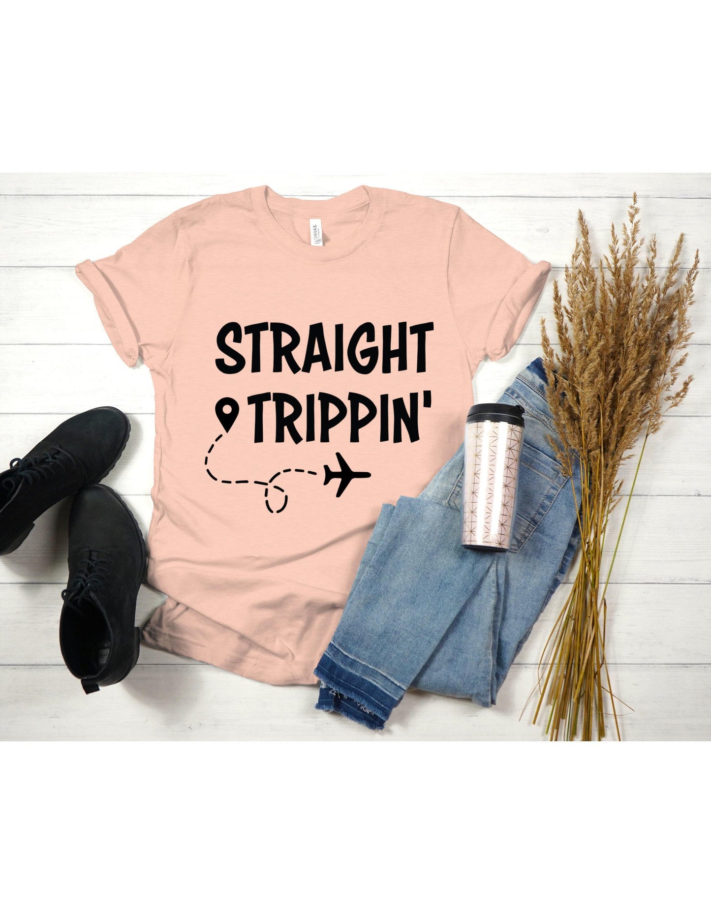 Straight Trippin Vacation Travel Graphic T-Shirt