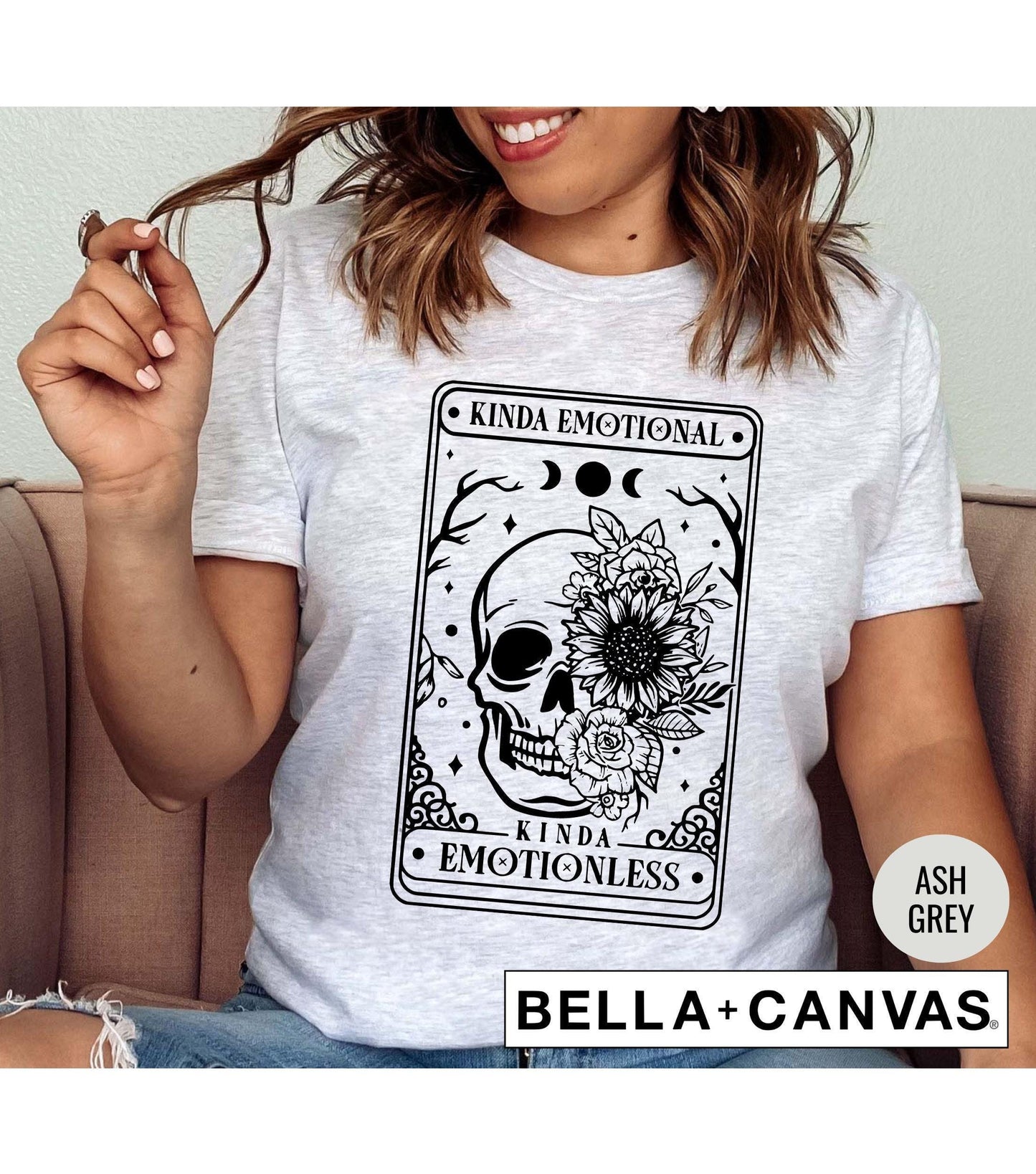 Tarot Card Kinda Emotional Kinda Emotionless Skeleton Flowers Graphic T-Shirt