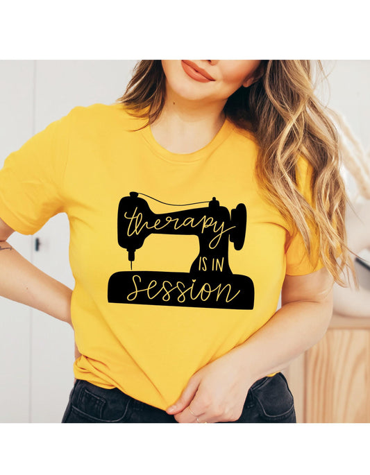 Therapy Is In Session Sewing Machine Graphic T-Shirt