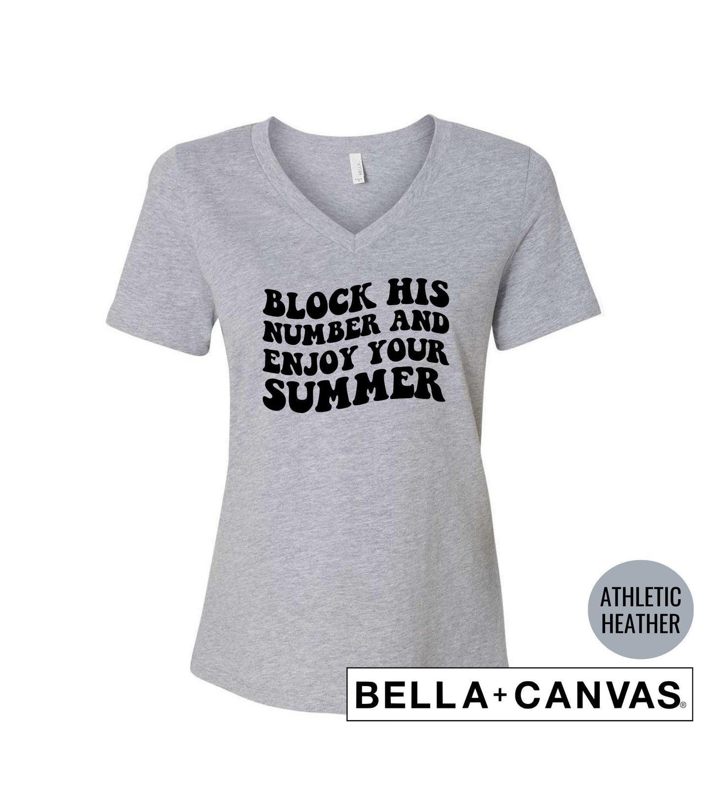 Block His Number And Enjoy Your Summer Retro Wavy Letters Women's Graphic T-Shirt