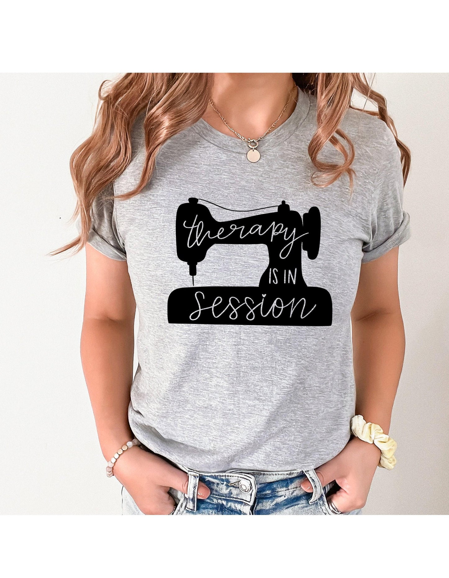 Therapy Is In Session Sewing Machine Graphic T-Shirt