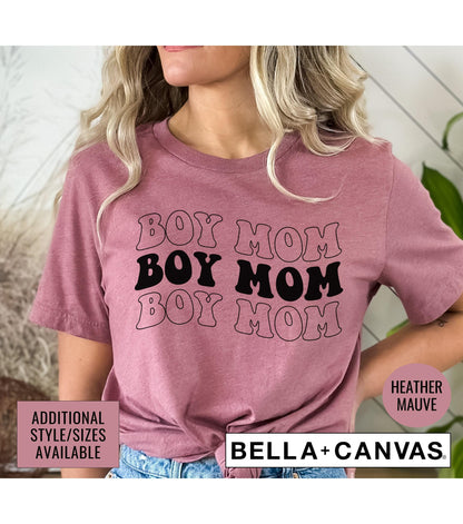 Boy Mom Wavy Stacked Text Women's Graphic T-Shirt