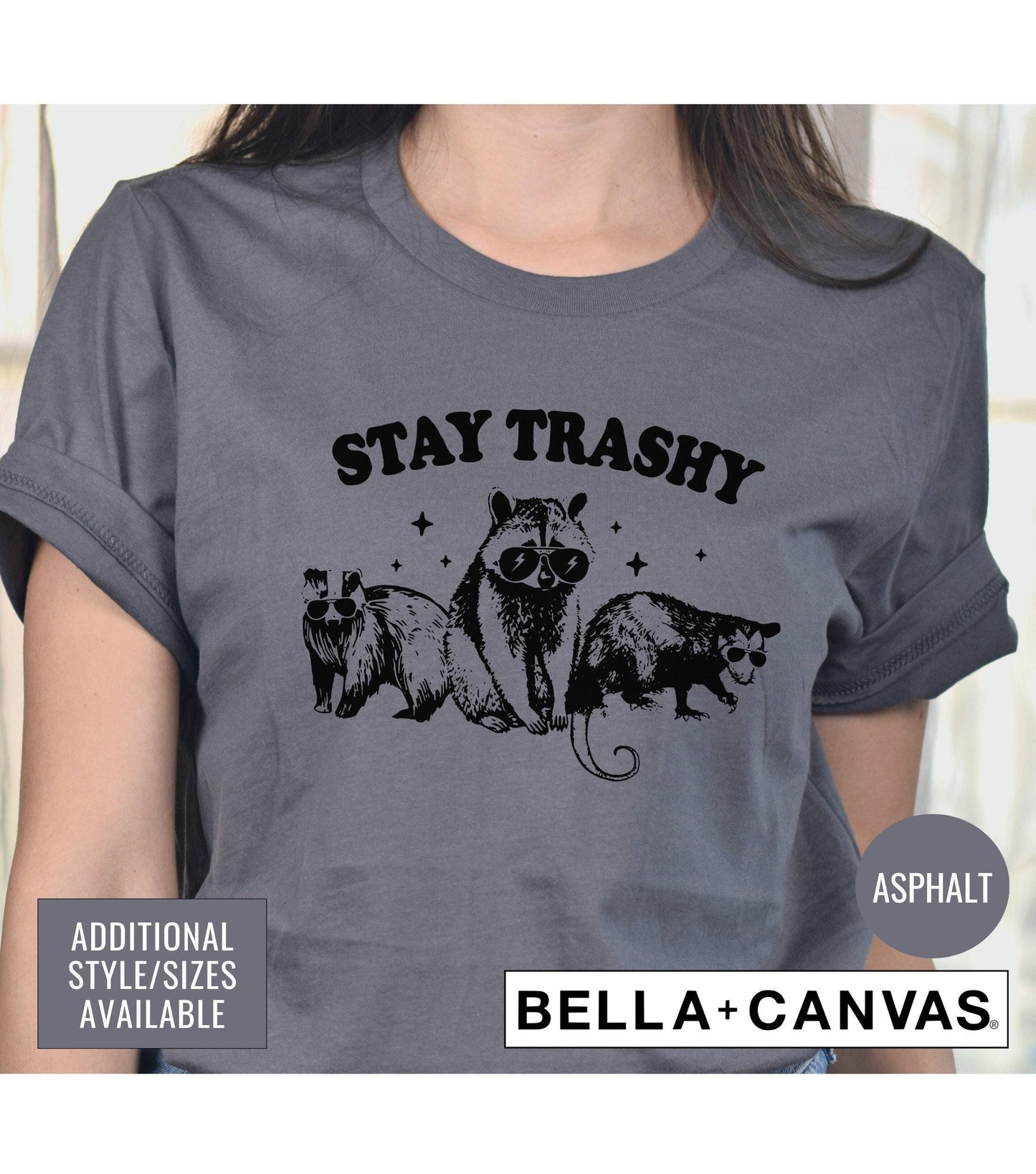 Weird Present Stay Trashy Raccoon Possum Badger Meme Graphic T-Shirt