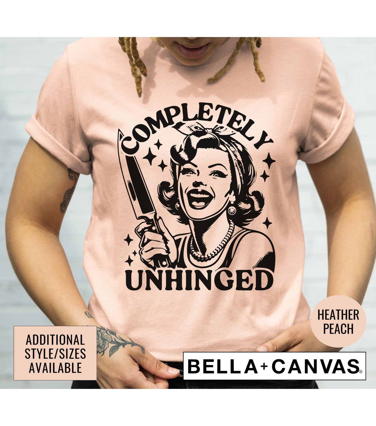 Completely Unhinged Vintage Retro Woman Meme Graphic T-Shirt