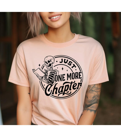 Just One More Chapter Skeleton Book Lover Women's Graphic T-Shirt