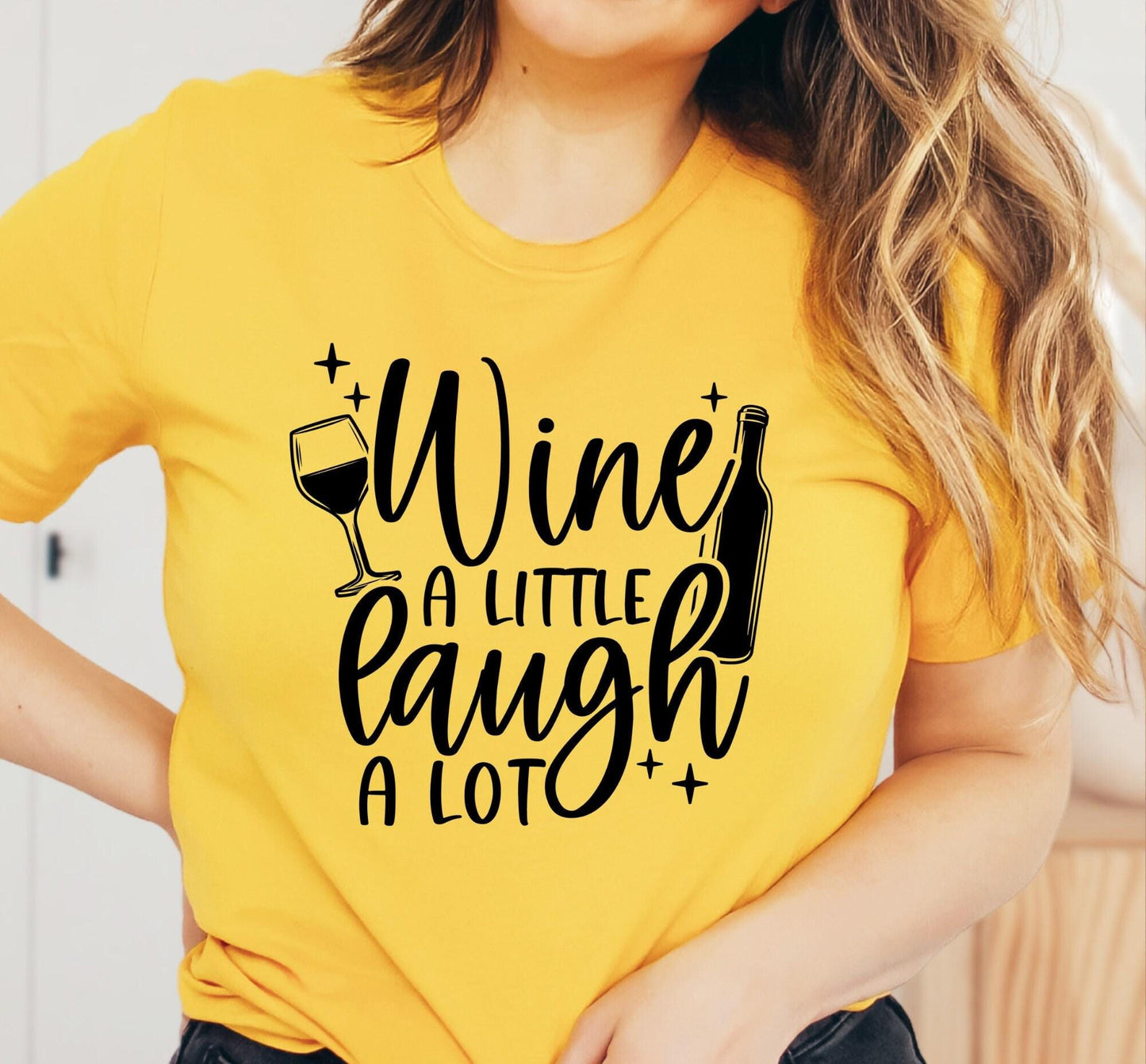 Wine A Little Laugh A Lot Graphic T-Shirt