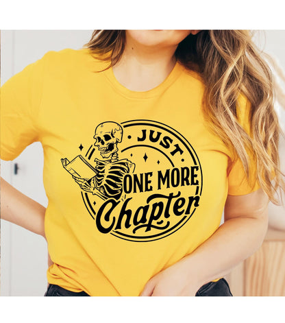 Just One More Chapter Skeleton Book Lover Women's Graphic T-Shirt