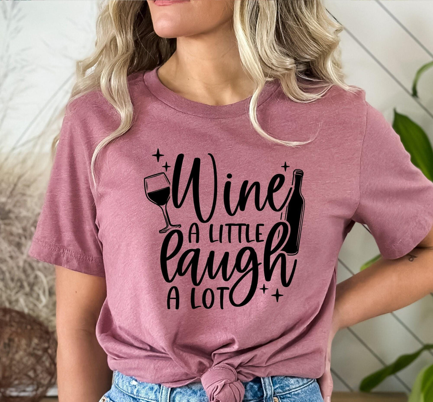 Wine A Little Laugh A Lot Graphic T-Shirt