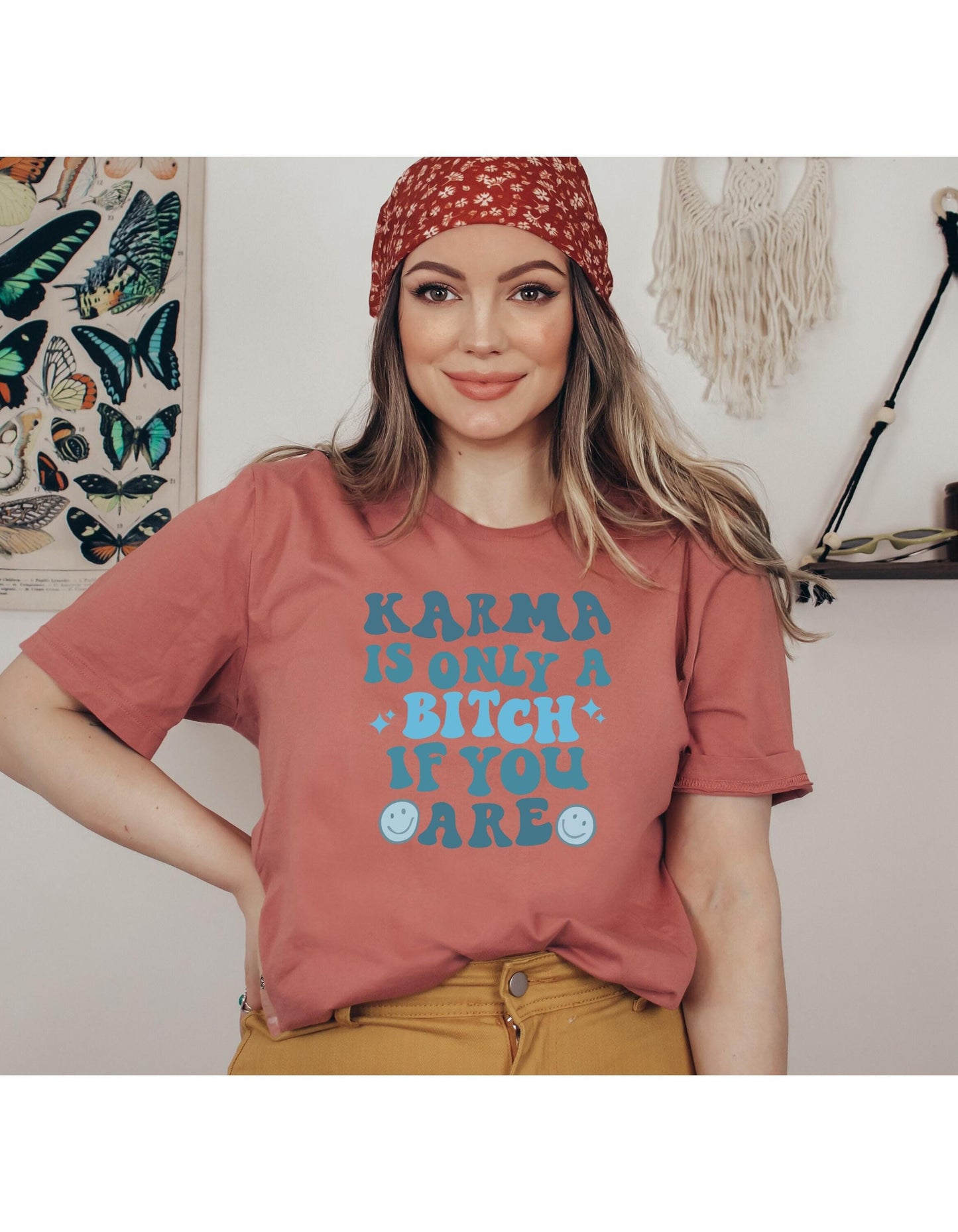 Karma Is Only A Bitch If You Are Retro Women's Graphic T-Shirt