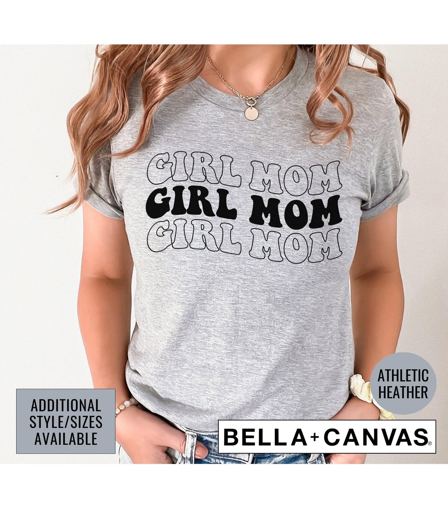 Girl Mom Wavy Stacked Text Graphic T-Shirt