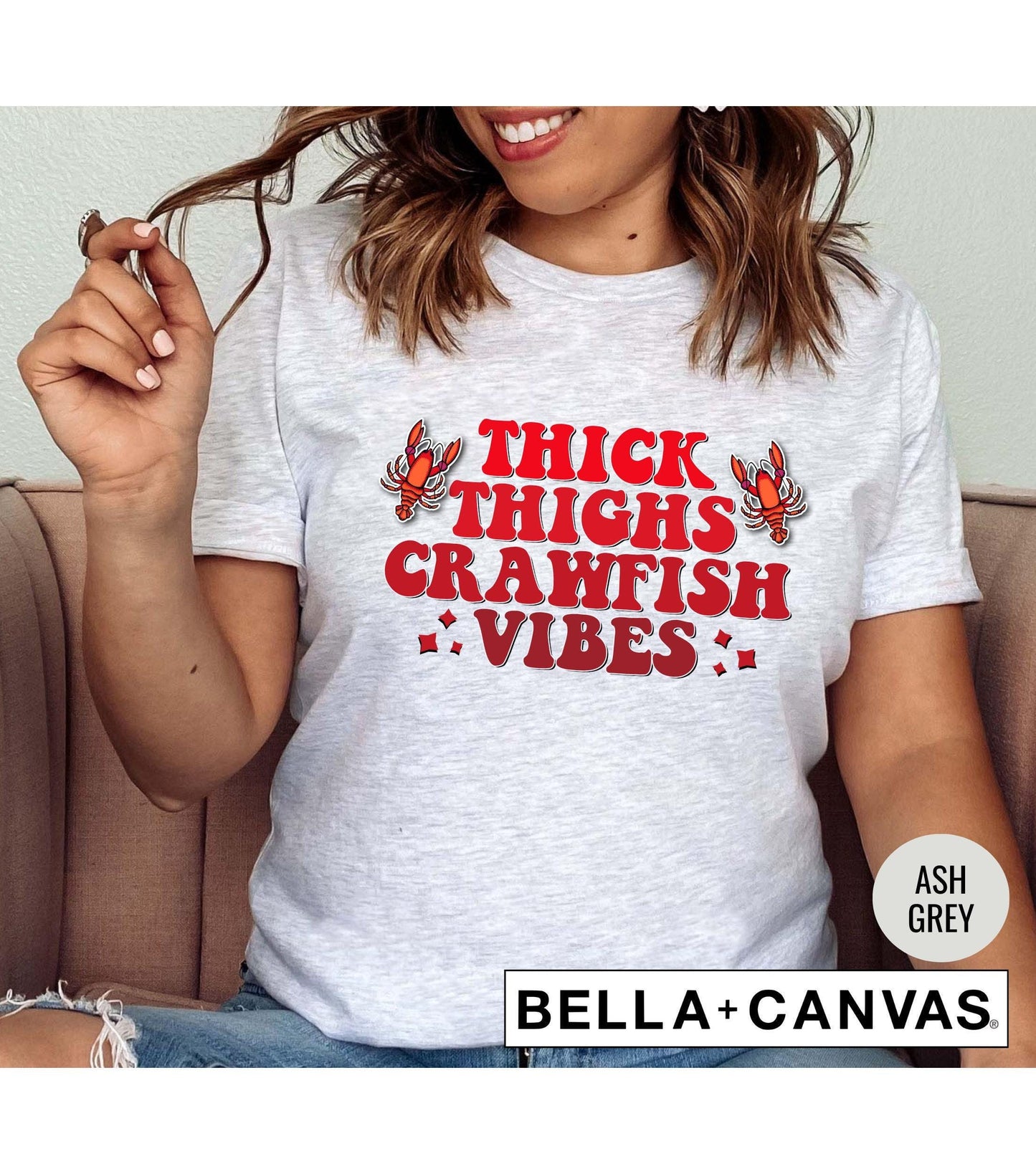 Thick Thighs Crawfish Vibes Graphic T-Shirt