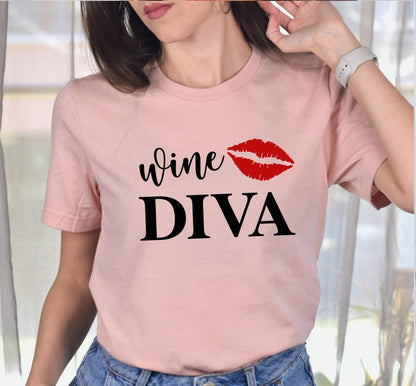 Wine Diva Red Lips Women's Graphic T-Shirt