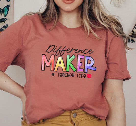 Difference Maker Teacher Life Graphic T-Shirt