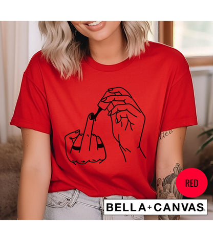 Middle Finger Painting Nails Women's Graphic T-Shirt