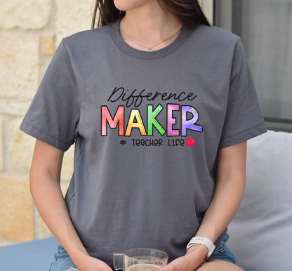 Difference Maker Teacher Life Graphic T-Shirt