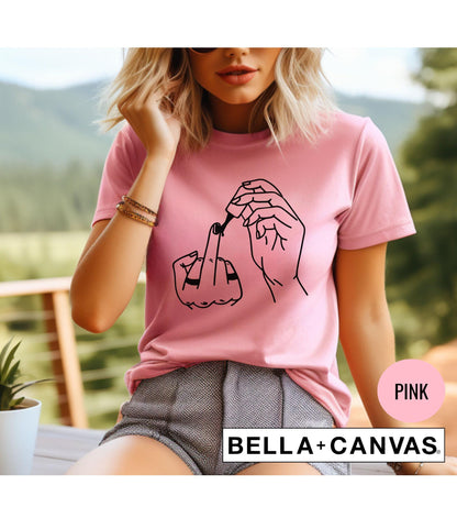Middle Finger Painting Nails Women's Graphic T-Shirt