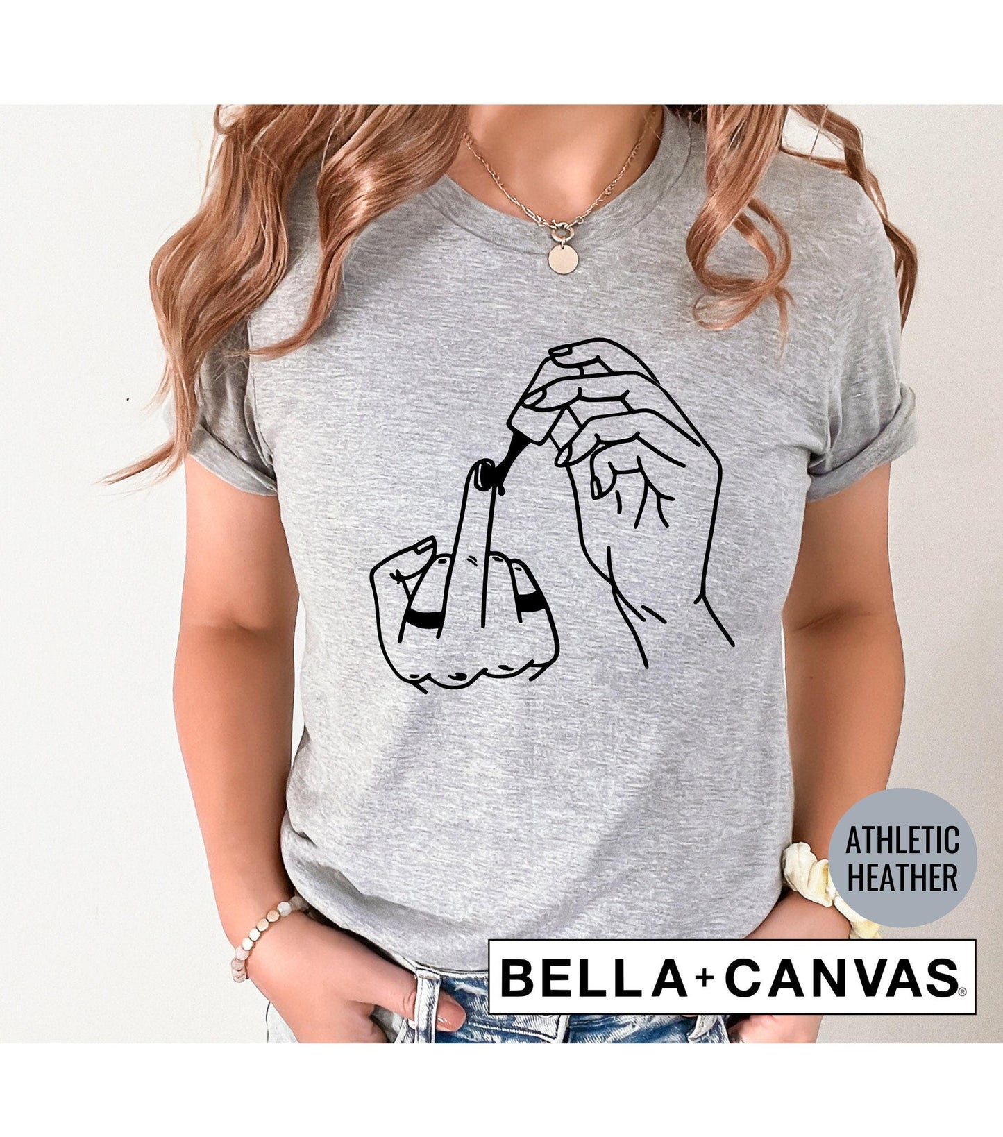 Middle Finger Painting Nails Women's Graphic T-Shirt