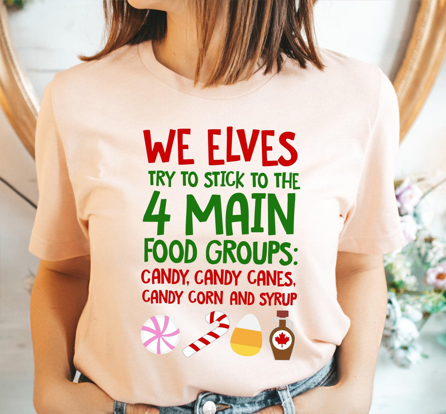 We Elves Stick To The 4 Main Food Groups Graphic T-Shirt